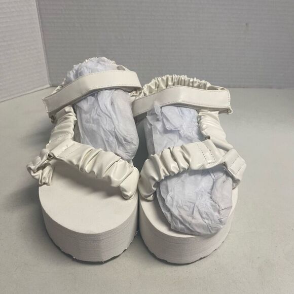 SHOEDAZZLE Taneisa Women’s Rusched Strap Wedge Sandal Size 7 White New With Defe - Picture 12 of 12